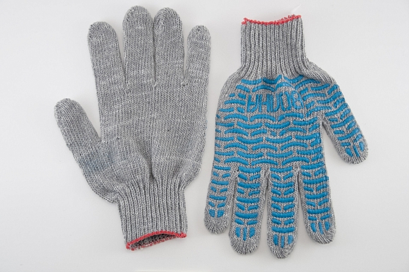 Перчатки х/б с ПВХ, 7,5 класс, серые от Фабрики перчаток.
